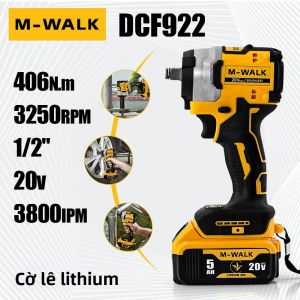 M-WALK DCF922 20V 1/2 Inch. Cờ Lê Tác Động Không Dây Với Mô-men Xoắn Tối Đa 406Nm Tốc Độ Biến Thiên Dùng Pin Dewalt