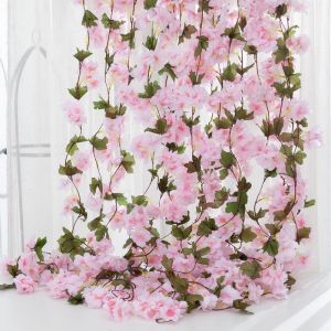 2.3M Silk Roses Ivy Flower Vine Artificial Flowers Green Garland For Home Wedding Garden Decoration Hanging Rattan Wall Decor 9/45 Heads Wall Desk Decoration Office Party Garden Decor Flower Silk Artificial Flower Bouquet Home Living Roo