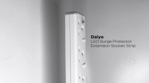 Daiyo DE 382 2 Way LED Surge Protector Power Extension Socket Strip with 3 Metre Power Cord