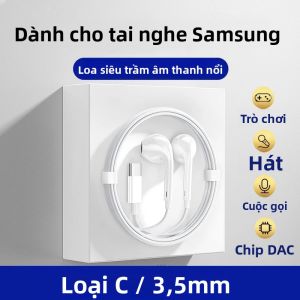 Tai Nghe Có Dây Type C Micro HD Kiểu Đeo Trong Tai Dành Cho Samsung Galaxy S25 S24 S23 S22 Ultra Plus A54 A34 A53 - Thiết Kế Động Bằng Chất Liệu ABS