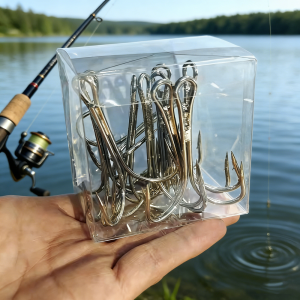 10Pcs/box Huge Treble Hooks 4X Strong 6/0#-10/0# Fishhook Sharp Barbed Carbon Steel Anchor Tackle Round Bend Angle for Big Fish