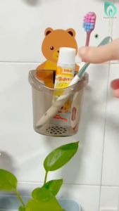 Beaumore ที่วางแปรงสีฟันในห้องน้ํา ที่ใส่แปรงสีฟัน ยาสีฟัน หมีน้อย ติดตั้งง่าย แบบไม่เจาะ สำหรับใส่อุปกรณ์ในห้องน้ำ