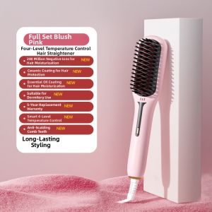 Negative Ion Straightening Comb And Curling Iron Dual Use Flat Iron Hair Styling Tool Long Lasting Styling for Straight Hair
