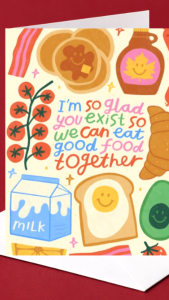 Cute Food Love Greeting Card Funny Romantic Couple Gift Together Sweet Love Greeting Card