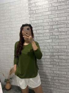 Kaos oversize lengan 7/8 | Kaos lengan panjang | blouse oversize slit