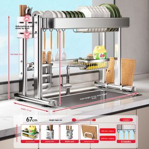 MEICHUWUYU | 304 Stainless Steel Kitchen Sink Storage Rack for Dishes