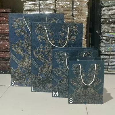 Paperbag Motif Batik Biru Lusinan Ukuran S-M-L-XL