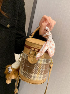 Handcrafted Bucket Bag DIY Materials Birthday Gift for Women Finished Product Fashionable Soft PU Leather Single Shoulder Bag