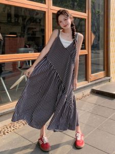 Black Chiffon Pleated High Waist Wide Leg Pants Skirt Womens Summer Nine Points Skirt Pants Thin One-Piece Lace Splice Commute