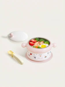 PLODON | Stainless Steel Thermal Insulation Baby Feeding Bowl with Suction