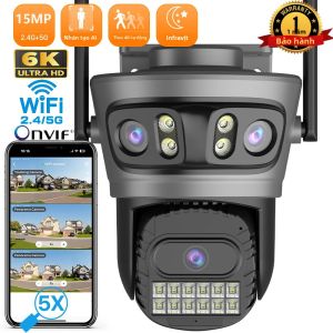 Camera Ngoài Trời Không Dây Wifi ANBIUX 6K 12MP 3 Ống Kính 3 Màn Hình Tích Hợp AI Phát Hiện Chuyển Động Người Xoay PTZ Camera IP Bảo Mật Với Bộ Nhớ 128G Hỗ Trợ Onvif