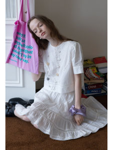 White Elastic Waist Cotton Lace Trim Hollow out Design Half Skirt Korean Style A-Line Short Skirt Elegance Summer Eggka