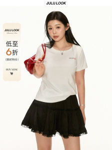 Jululook Casual Style round Neck Short Sleeve T-Shirt Letter Print plus Size Women Comfortable Fit Spring Fashion Top