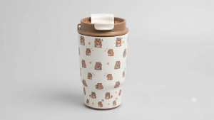 500ml Cute Character Reusable Tumbler with Straw & Flip Lid | Eco-Friendly Portable Coffee Cup Insulated