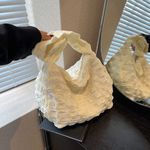 【Free Shipping+Lowest Price】🌺 Women Underarm Bag Zipper Cloud Top-Handle Bag Pleated Embroidered Thread Fashion Simple Soft Ladies Armpit Bag