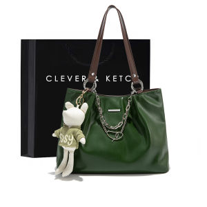 กระเป๋าถือทรงถุงจุของได้เยอะ Clever&ketch สำหรับผู้หญิง กระเป๋าสะพายไหล่ข้างเดียวสำหรับเดินทาง กระเป๋าถือ PU แฟชั่นสุดเทรนด์