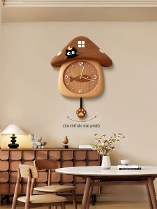 YIYUXUAN | Đồng Hồ Treo Tường Hình Mèo Sáng Tạo Im Lặng Dễ Gắn
