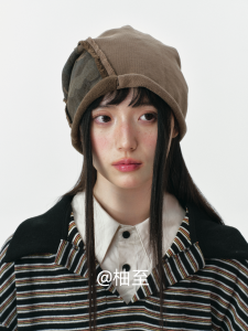 Fashionable Patchwork Womens Spring Autumn Winter New Korean Style Small Face Illusory Overhead Hat Trendy Ins Cap