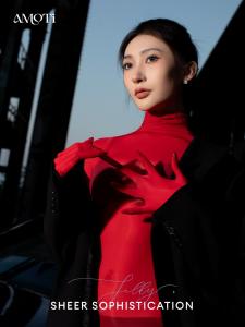 ชุดนอนเซ็กซี่ AMOTi แขนยาวปิดเต็มรูปแบบ ชุดคลุมทั้งตัว ชุดกระชับสัดส่วน ชุดนอนไร้ตะเข็บ ผ้าไนลอน ฤดูร้อน 2024