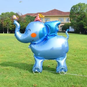 Animal balloon walking with wheel dinosaur elephant tiger leaf balloons children birthday gift jungle safari theme party decorations