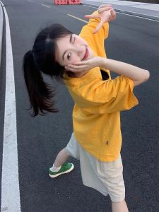 เสื้อยืดแขนสั้นผู้หญิงไซส์ใหญ่สไตล์อเมริกัน ทรงหลวม สไตล์สตรีท เทรนด์ใหม่ เสื้อผ้าทำงานสไตล์เกาหลี ผ้าฝ้าย ฤดูร้อน