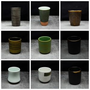 New Chinese Japanese Style Ceramic Water Tea Cup Stove Top Brewing Thick Earthenware Straight Body Restaurant Home Use Cup