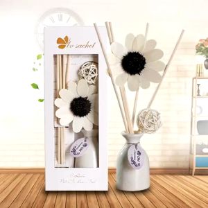 Pengharum Ruangan + Tempat Keramik Aromaterapi Minyak Esensial Bentuk Tangkai Kayu Bunga