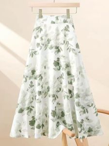 กระโปรงทรงเอเอวสูงผ้าชีฟองลายดอกไม้ กระโปรงยาวคลุมสะโพก กระโปรงทรงเอสไตล์ใหม่ฤดูร้อน แฟชั่นสตรีท
