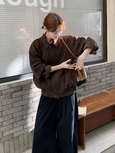 Fashionable Brown Suede Workwear Jacket Womens 2025 Autumn New Retro Cool Personality Clipper Short Coat Commute Style Loose Fit