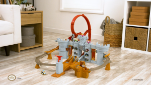 [NEW] Hot Wheels Mario Kart Bowsers Castle Track Set With 1:64 Scale Die-Cast Kamek Toy Vehicle & Storage (JHD24)