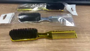 Double-Sided Hair Comb Brush Beard Comb Brush for Men Multifunctional Soft Bristle Hairdressing Anti Static Clean Comb Brush Black Purple Portable Travel Comb Brush