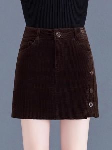 High Waist A-Line Mini Skirt Woolen Autumn New Womens Fashion Sweater Matching Wrap around Skirt Casual Style Pure Color