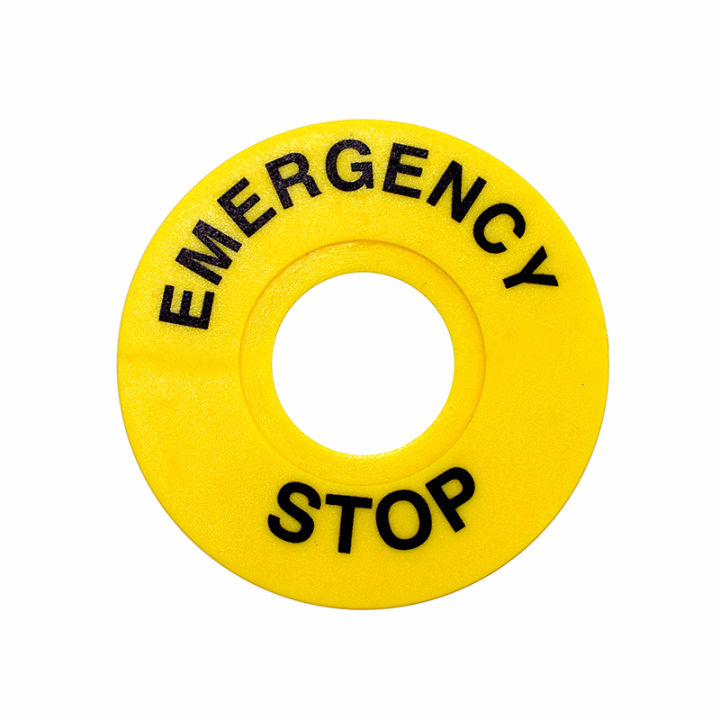 22mm Yellow Emergency Stop Pattern Push Button Switch Panel Label ...