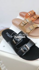 Sandal Wanita Flat Model Ban 2 Gesper Kulit Sintetis - DN 09