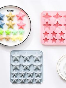 New 14 Linked Size Five Pointed Star Shaped Food Grade Silicone Cake Baking Candy Chocolate Mold Drip Gel European Style Pure Color