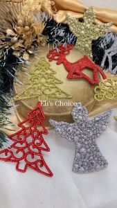 HIASAN 3 WARNA POHON NATAL ANGEL MOTE POHON ULIR RUSA GLITTER MERAH SILVER GOLD MERRY CHRISTMAS