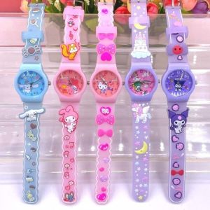 Sanrio Kuromi Waterproof Watch Kawaii Cinnamoroll Hello Kitty Melody Student 3D Quartz Watch Childrens Birthday Gift Toy