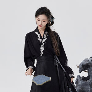 Original Yifishiyi 【Enter the Painting】 Ming Dynasty Hanfu Womens National Style Embroidered Makeup Horse Tail Skirt for Daily Wear in Spring And Autumn