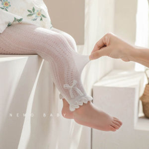 Summer Infant Baby Girl Leggings Muslin Lace Nine Pant For Children Girl Thin Mesh Princess Tights 0-8Y Bow Kids Girl Dance Pant
