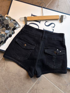 Retro Hong Kong Style A-Line Denim Shorts Womens Summer New Hot Pants Spicy Girl Elastic Butt Covering Trendy Cotton Stretch Jeans