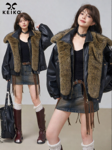 Keiko | Áo Khoác Quilted Phong Cách Moto Có Cổ Lông Tháo Dỡ Được