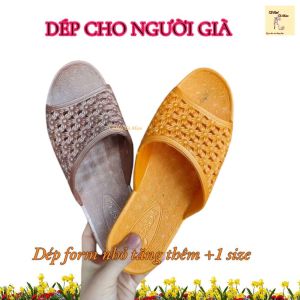 BONG8: Dép nhựa quai ngang mang nhà cho người già chống trơn đi mưa