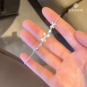 Vòng tay nữ bạc 925 dây rút Eleanor Accessories lắc tay mặt hình nơ đính đá phụ kiện trang sức 5772