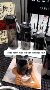 Gia dụng ZADU Bình nhựa đựng nước Muji trong suốt 350ml 550ml 800ml cao cấp có nắp chống tràn và quai đeo silicone