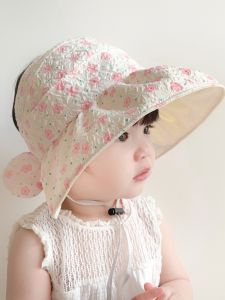 Baby Girl Summer Sun Hat Wide Brim Hat UV Protection Thin Material Childrens Hat Sunguard Cap Breathable Fabric Outdoor Hat