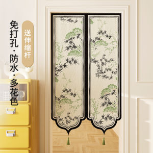 Chinese Style Semi-Open Door Curtain Room Partition Curtain with Tassel Privacy Blocking Curtain for Bathroom And Bedroom