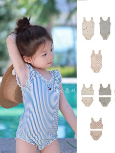 ชุดว่ายน้ำเด็กผู้หญิง ชุดว่ายน้ำแบบแยกส่วน ชุดว่ายน้ำลายการ์ตูนน่ารัก ชุดกีฬาสำหรับเด็กอายุ 2-5 ปี ผลิตจากไนลอนและยางยืด