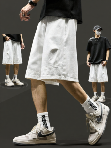 SZON | White Denim Short Pants Slim Fit Work Style