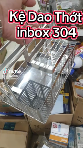 Kệ cài dao cài thớt cắm đũa đôi inox 2 NGĂN ĐỰNG THỚT có khay hứng nước và không khay hứng
