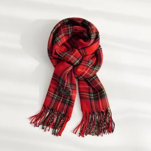 Christmas Red Plaid Scarf Womens Autumn Winter Warm High-End Feeling Neck Warmer Ankela Red Shoulder Wrap Bicycle Riding